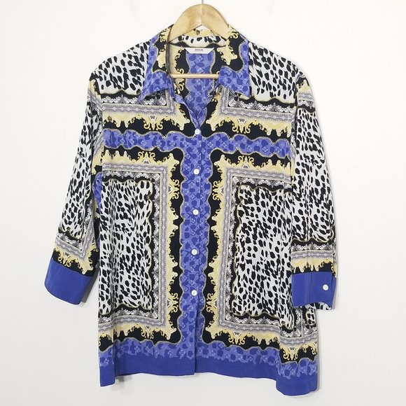 Vintage Tops - Alia Petite | Mixed Print Button Front Blouse